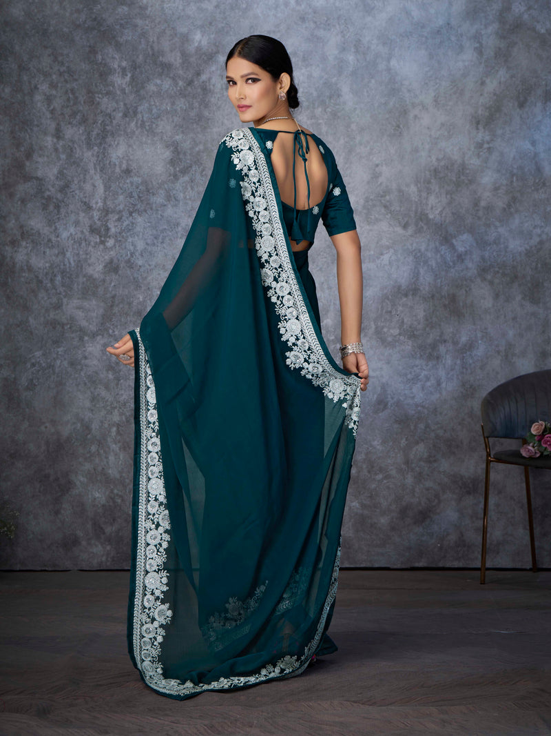 Royal Green Georgette Saree