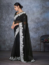 Black Georgette Saree With Embroidered Border