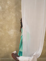 Teal Pure Chiffon Saree