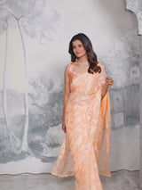 Peach Rainbow Brasso Saree