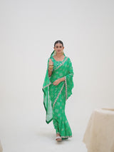 Forest Bandhani Pure Chiffon saree